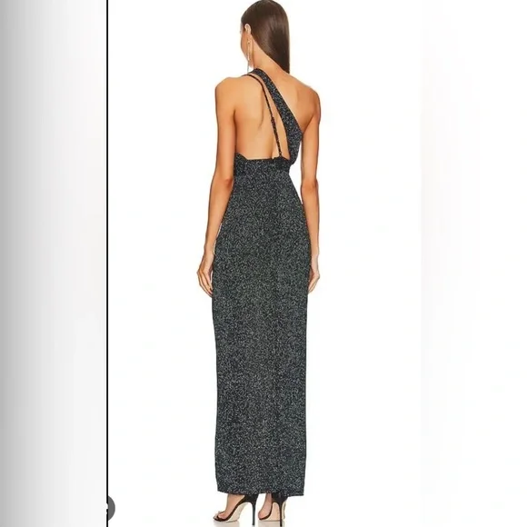Michael Costello Jacoub Glittering One-Shoulder Dress